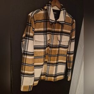 Mens Express Plaid Wool Blend Jacket/Coat/Shirt Size Medium Button Down